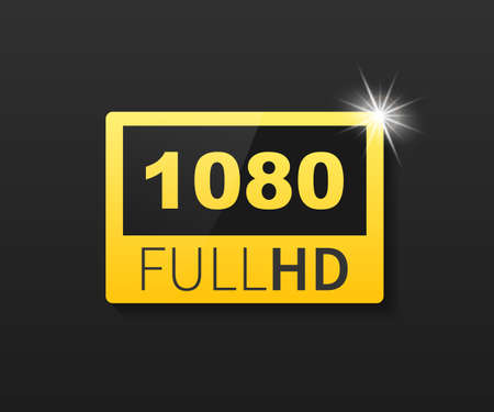 1080 Full HD label. High technology. LED television display. Vector stock illustration.のイラスト素材