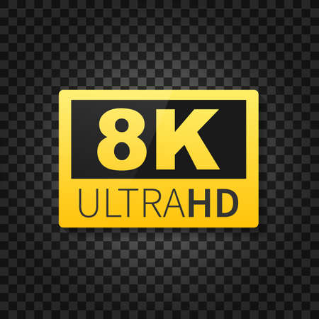 8K Ultra HD label. High technology. LED television display. Vector stock illustration.のイラスト素材