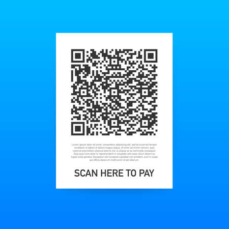 Scan to pay. Smartphone to scan QR code on paper for detail, technology and business concept. Vector...