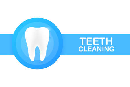 Teeth cleaning. Teeth with shield icon design. Dental care concept. Healthy Teeth. Human Teeth. Vector stock illustration.のイラスト素材