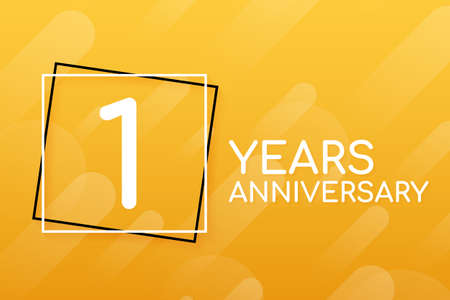 1 year anniversary emblem. Anniversary icon or label. 1 year celebration and congratulation design element. Vector stock illustration.のイラスト素材