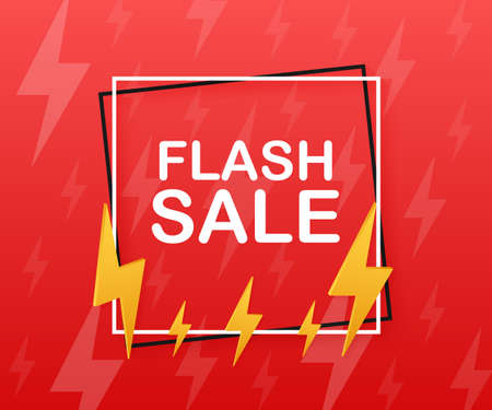 Flash sale. Flash ribbon banner, scroll, price tag, sticker, badge, poster. Vector stock illustration.のイラスト素材