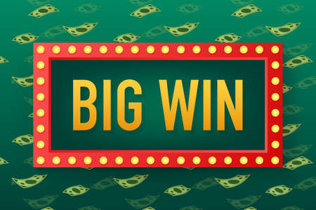 Big win casino banner. casino, Poker, slot, roulette or bone. Vector stock illustration.のイラスト素材