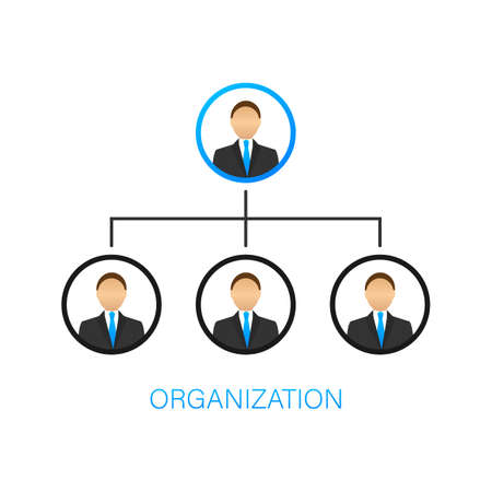 Organization chart. Organizational structure. Business and commerce. Teamwork. Contour symbol. Professional hierarchy. Vector stock illustration.のイラスト素材