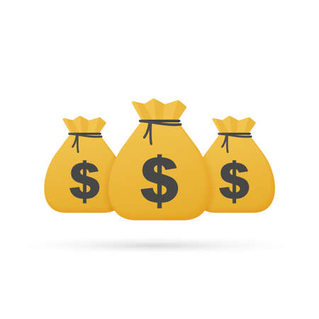 Bag of Money Logo Template, Sack of Money. Money cash heap. Vector stock Illustrationのイラスト素材
