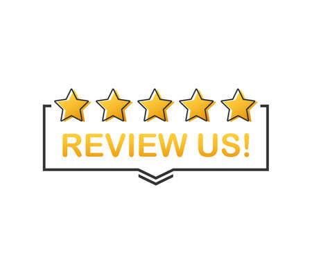 Review us! User rating concept. Review and rate us stars. Business concept. Vector stock...