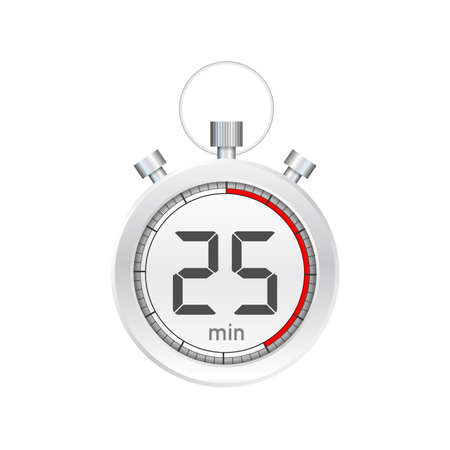 The 25 minutes, stopwatch vector icon. Stopwatch icon in flat style, timer on on color background.  Vector stock illustration.のイラスト素材