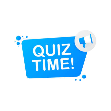Hand holding megaphone - Quiz time. Vector stock illustration.のイラスト素材