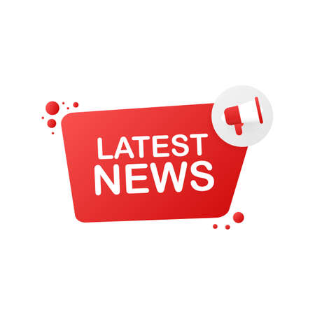 Megaphone Hand, business concept with text Latest News. Vector stock illustrationのイラスト素材