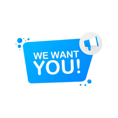 Megaphone Hand, business concept with text We want you! Vector stock illustrationのイラスト素材