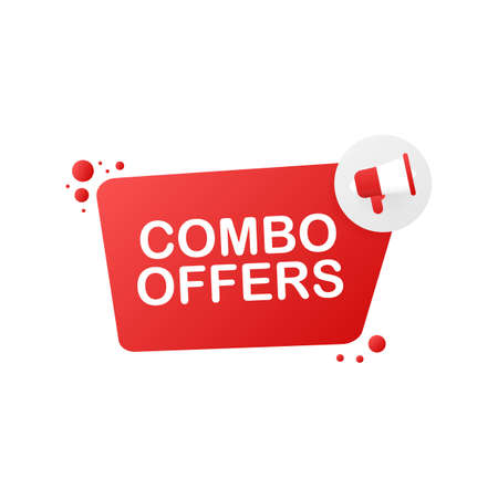 Hand holding megaphone - Combo offers. Vector stock illustration.のイラスト素材