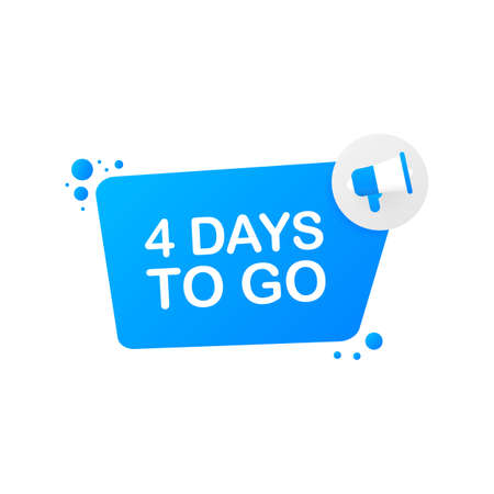 4 days to go on blue background. Banner for business, marketing and advertising. Vector stock illustration.のイラスト素材