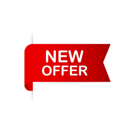 Red ribbon. Banner New offer. Vector stock illustration.のイラスト素材