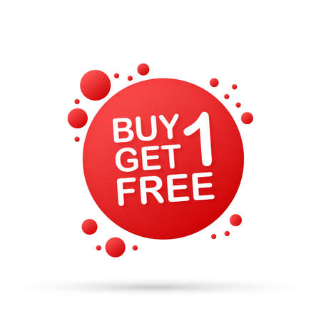 Buy 1 Get 1 Free, sale tag, banner design template. Vector stock illustration.のイラスト素材