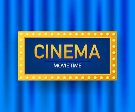 Cinema movie poster design template. Popcorn, filmstrip, tickets, clapboard. Vector stock illustration.のイラスト素材