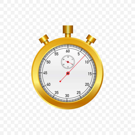 Gold Stop watch. Old mechanical stopwatch. Vector stock illustration.のイラスト素材