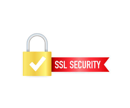 Secure connection icon vector illustration isolated on white background, flat style secured ssl shield symbols. Vector stock illustration.のイラスト素材