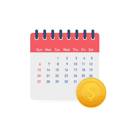 Financial calendar, annual payment day, monthly budget planning, fixed period concept. Vector stock illustration.のイラスト素材