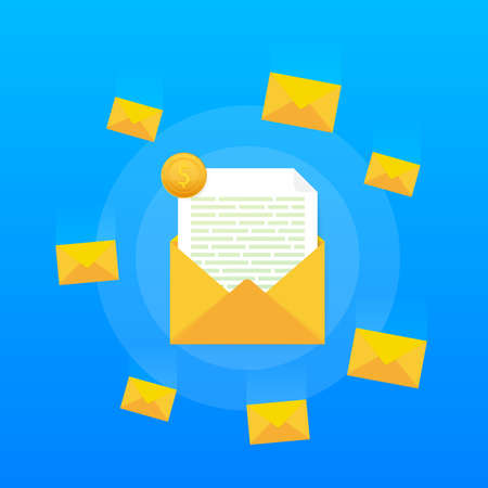 Email marketing, newsletter marketing, email subscription. Vector stock illustration.のイラスト素材