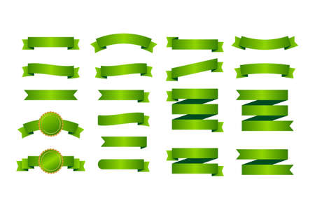 Green ribbons banners. Set of ribbons. Vector stock illustration.のイラスト素材