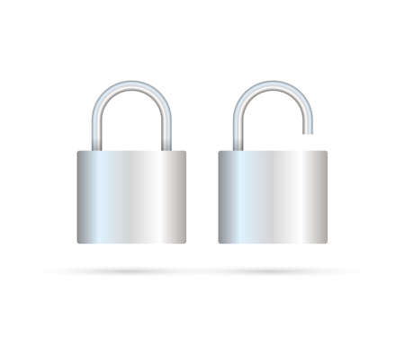 Locked And Unlocked Padlock Realistic. Security Concept. Metal Lock For Safety And Privacyのイラスト素材