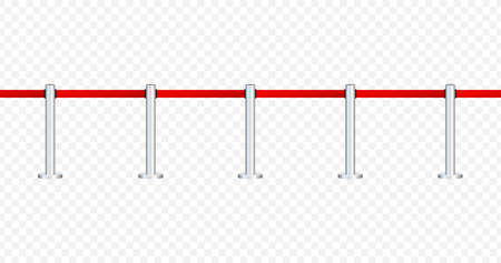 Red carpet with red ropes on golden stanchions. Exclusive event, movie premiere, gala, ceremony, awards concept. Vector illustration.のイラスト素材
