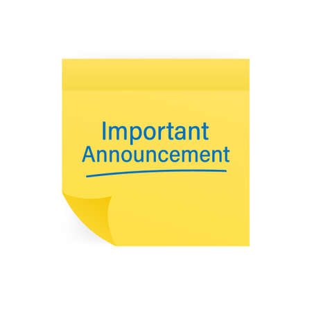 Note paper with Important Announcement message. Vector illustration.のイラスト素材