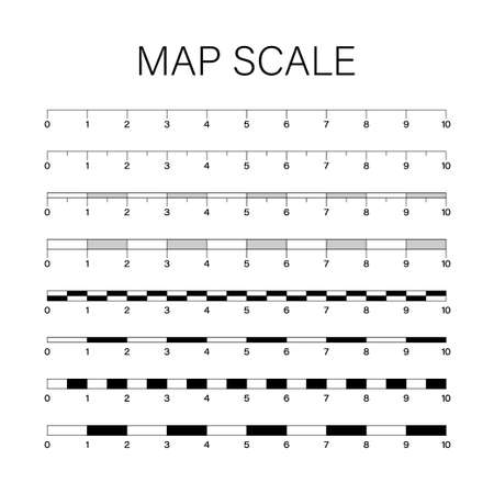 Map scales graphics for measuring distances. Vector illustration.のイラスト素材