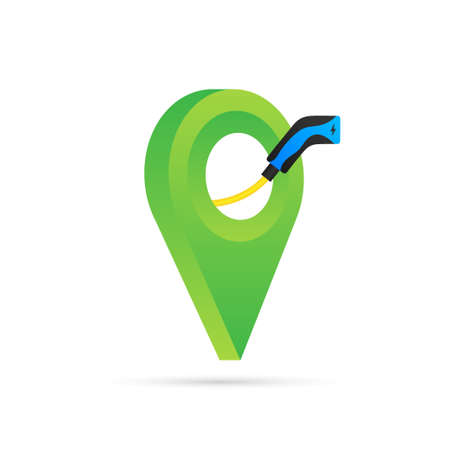 Electric vehicle charging station icon. Vector illustrtaion.のイラスト素材
