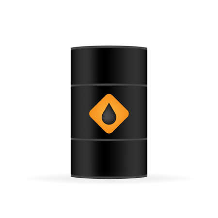 Blank realistic black oil barrel on white background. Vector illustration.のイラスト素材