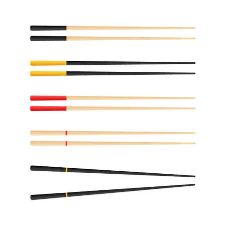 Chopsticks holding sushi roll. concept of snack, sushi, exotic nutrition, sushi restaurant. Vector illustration.のイラスト素材