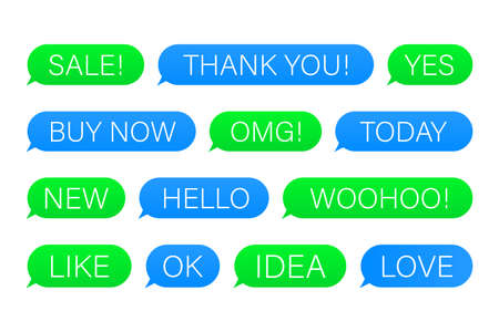 Set of SMS bubbles messages with dialog words. Vector illustration.のイラスト素材