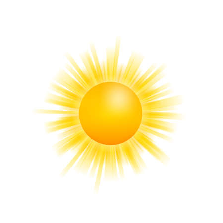 Realistic sun icon for weather design on white background. Vector illustration.のイラスト素材