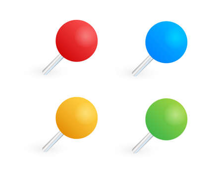 Pushpins paper. Push pins for map. Vector illustration.のイラスト素材