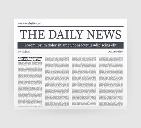 Vector mock up of a blank daily newspaper. Fully editable whole newspaper in clipping mask. Vector stock illustration,のイラスト素材