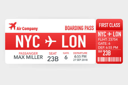 Airline tickets or boarding pass inside of special service envelope. Vector illustration.のイラスト素材