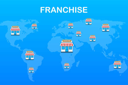 Franchise business concept, franchise marketing system. Vector stock illustration.のイラスト素材