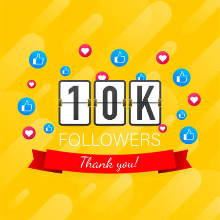 Vector thanks design template for network friends and followers. Thank you 10K followers card. Image for Social Networks.のイラスト素材