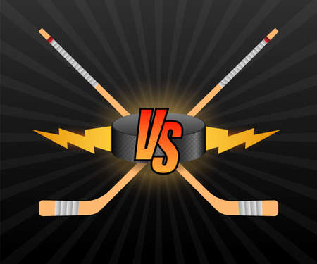 Hockey Versus Logo. VS Vector Letters Illustration. Competition Icon. Fight Symbolのイラスト素材