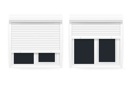 Roll up shutter on white backgroun. vector stock illustration.のイラスト素材