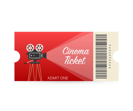 Cinema tickets isolated on white background. Realistic front view. Movie banner. Cinema Movie Tickets Set. Vector stock illustrationのイラスト素材