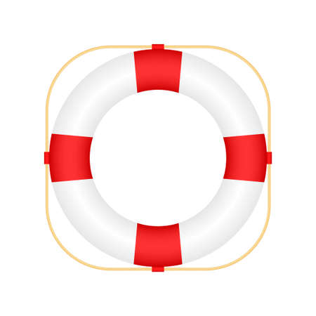Realistic Style, lifebuoy Isolated on White Background. Vector stock illustrationのイラスト素材