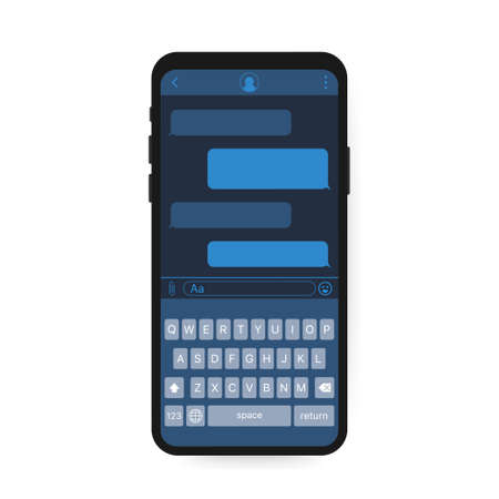 Chat Interface Application with Dialogue window. Clean Mobile UI Design Concept. Sms Messenger. Vector stock illustrationのイラスト素材