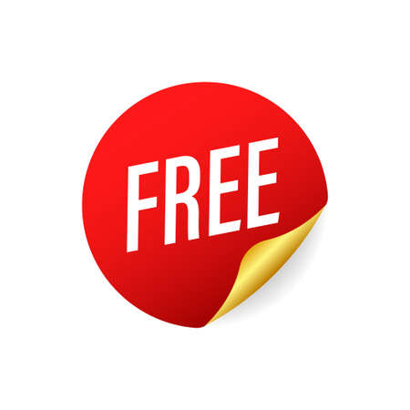 Red free sticker on white background. Vector stock illustrationのイラスト素材