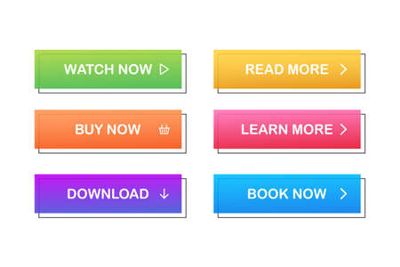 Set of vector modern trendy flat buttons. Different colors of main shapesのイラスト素材