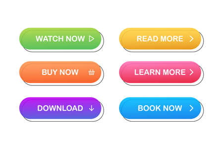 Set of vector modern trendy flat buttons. Different colors of main shapesのイラスト素材