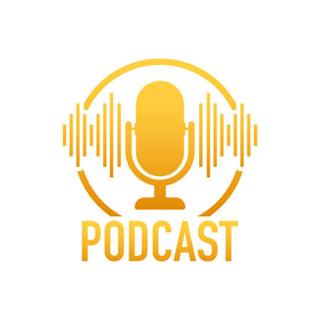 Podcast. Badge, icon, stamp . Vector stock illustration.のイラスト素材