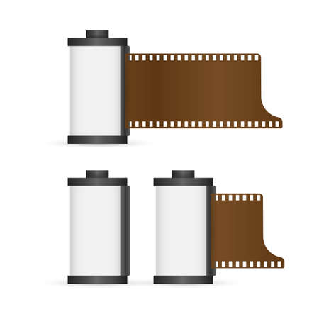 Set of camera film roll isolated on white background. Vector stock illustration.のイラスト素材