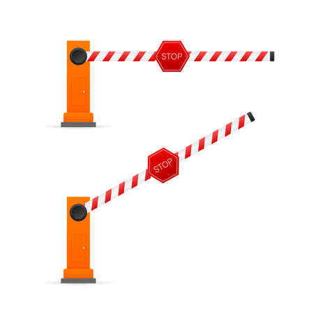 Automatic barrier to adjust the movement of cars. Vector stock illustration.のイラスト素材