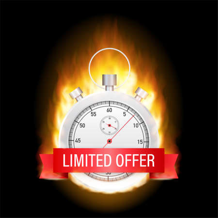 Limited Offer Labels. Alarm clock countdown . Limited time offer badge. Vector stock illustration.